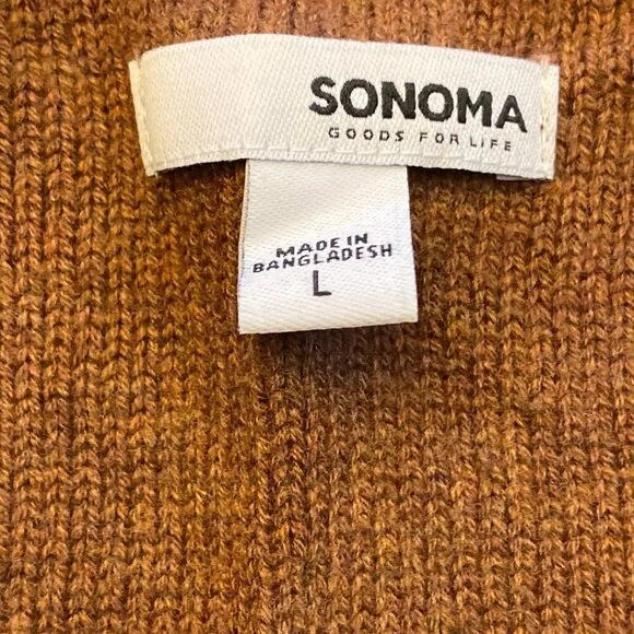 Sonoma Cable Knit Sweater In Warm Chestnut Brown - Size Large - Picture 9 of 14